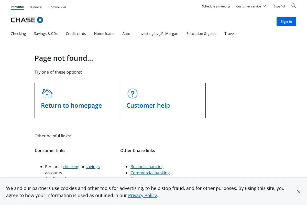 Chase website screenshot